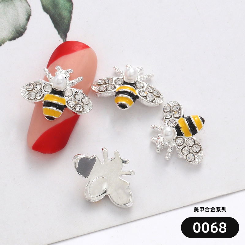 Miếng Dán Trang Trí Móng Tay Bằng Hợp Kim Hình Chú Ong Đính Đá Opal Kiểu Nhật Bản Độc Đáo Diy