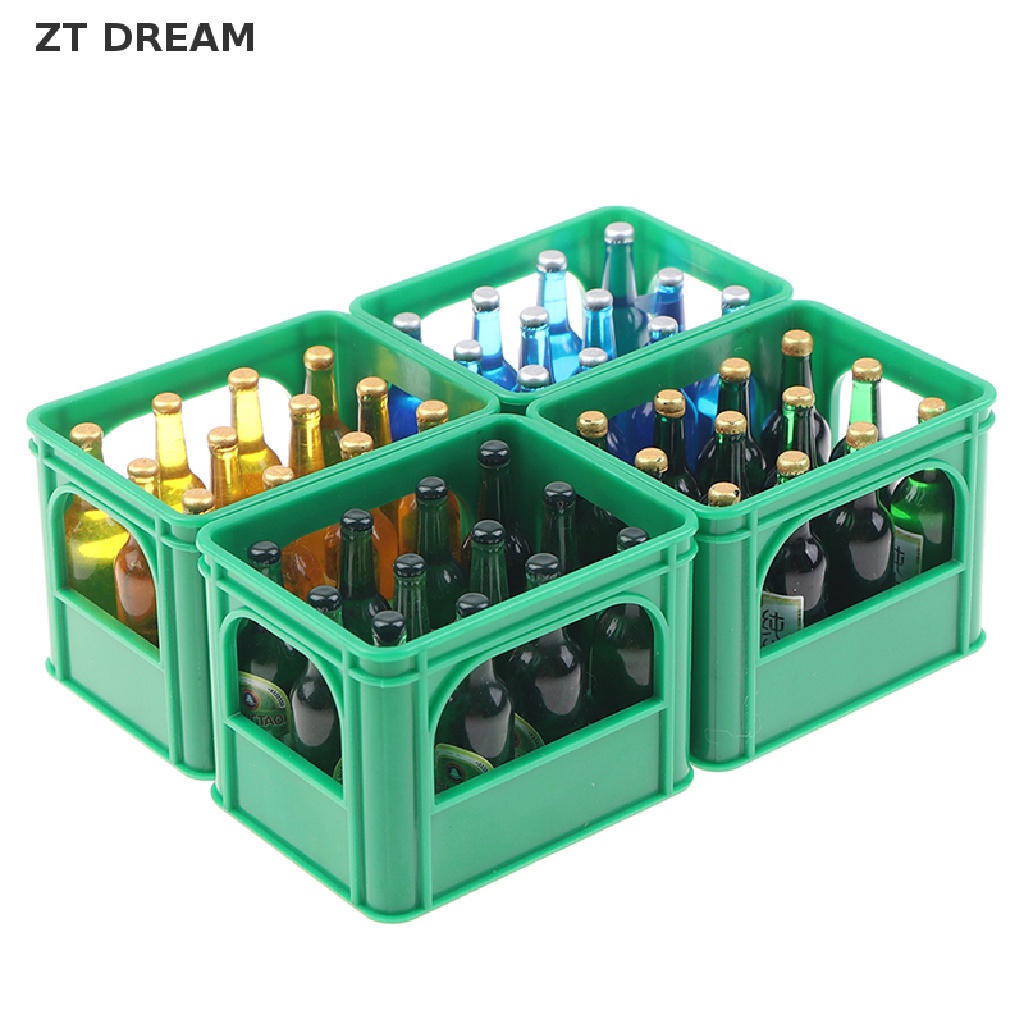 1 Bộ Mô Hình Chai Bia Mini 1: 12 Có Giỏ Đựng Trang Trí Nhà Búp Bê 07