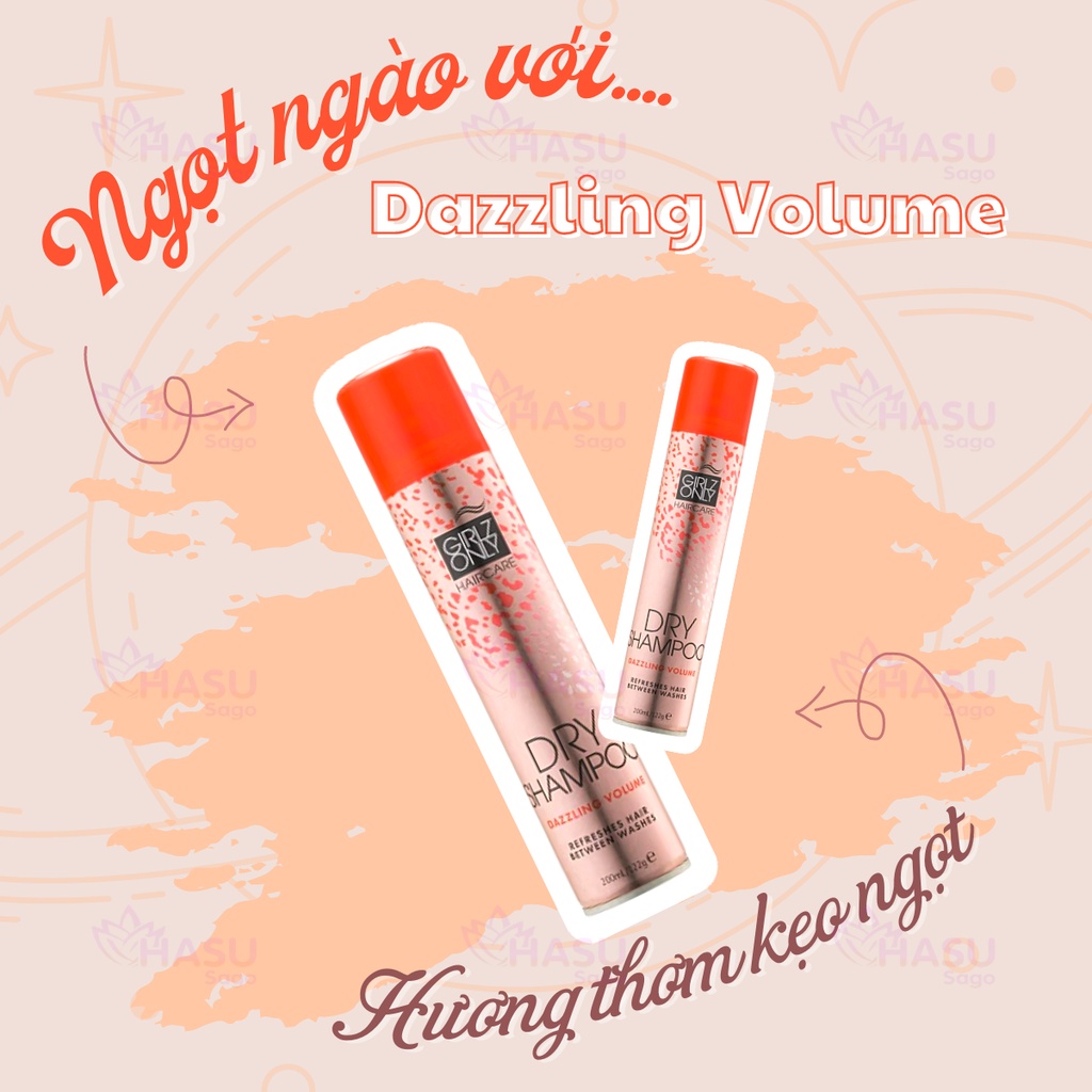 Dầu Gội Khô Girlz Only Tóc Bồng Bềnh Tức Thì 200ml Dry Shampoo Dazzling Volume