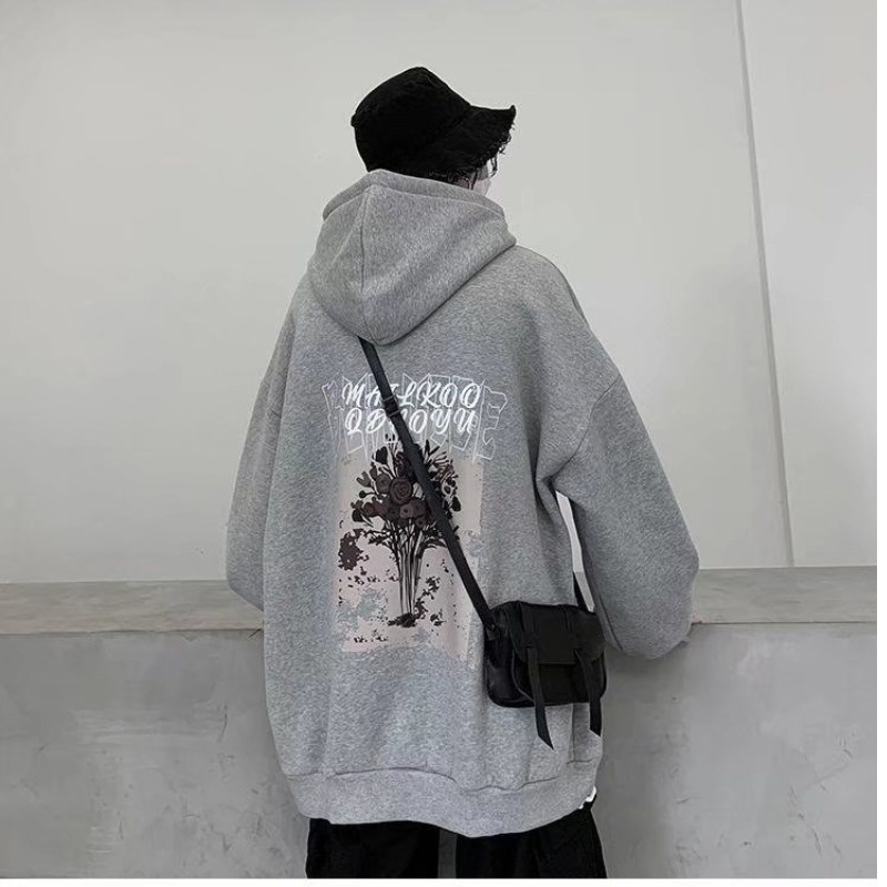 Áo Sweater Dáng Rộng Tay Dài In Hình Bó Hoa Cổ Điển Thời Trang Mùa Thu Cho Nam Và Nữ