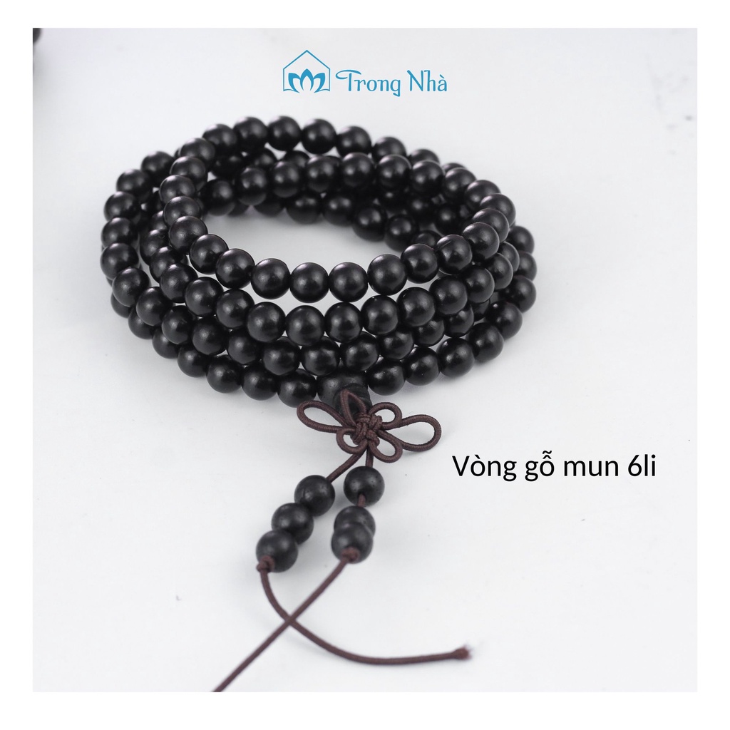Chuỗi tràng hạt gỗ Mun 6li, 8li - Vòng tay phong thủy - Bình an, may mắn - Trong Nhà