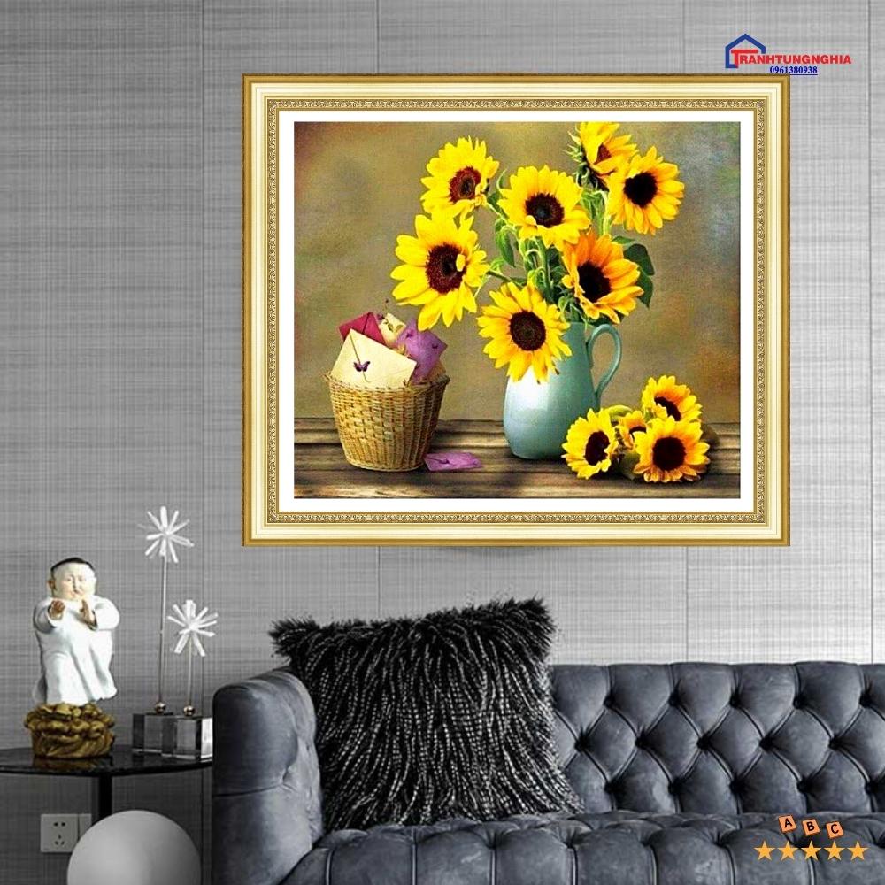 Tranh đính đá hoa hướng dương 65cm x 56cm
