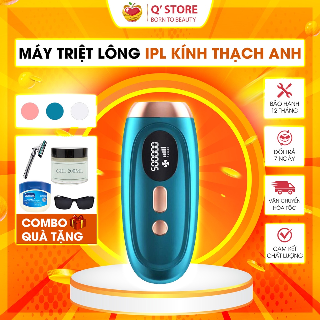 Máy triệt lông mini IPL Kính Thạch Anh không đau, Triệt lông tận gốc vĩnh viễn, An toàn Bảo hành 12 Tháng Qstore