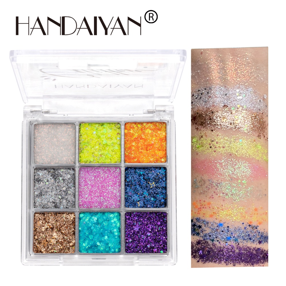 Có Hàng Handaiyan Bảng Phấn Mắt Lấp Lánh 9 Màu Kem Phấn Mắt Nhũ Kim Sa Lớn Chống Thấm Nước Phấn Mắt Kim Sa Màu Mắt Thanh Toán Khi Nhận Hàng
