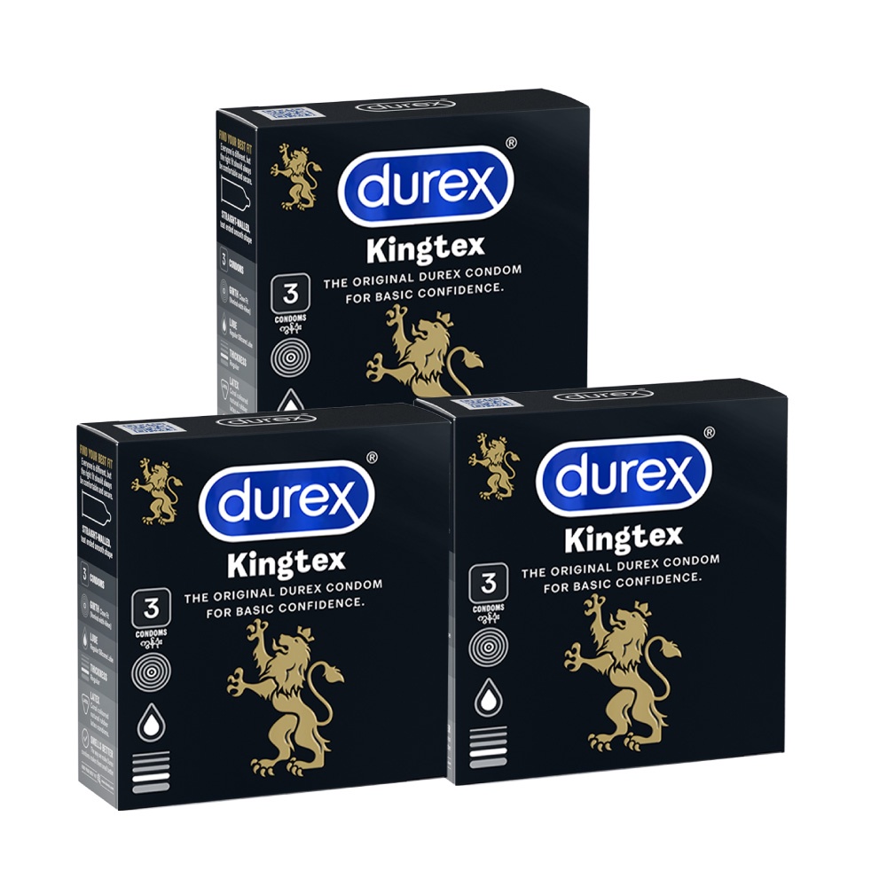 Bộ 3 bao cao su Durex Kingtex ôm sát, size 49mm 3 bao/hộp