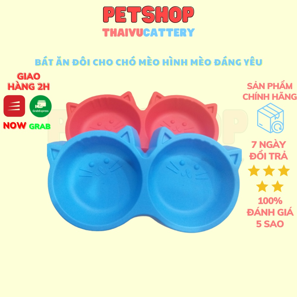 Bát Ăn Đôi Nhựa Hình Mặt Mèo