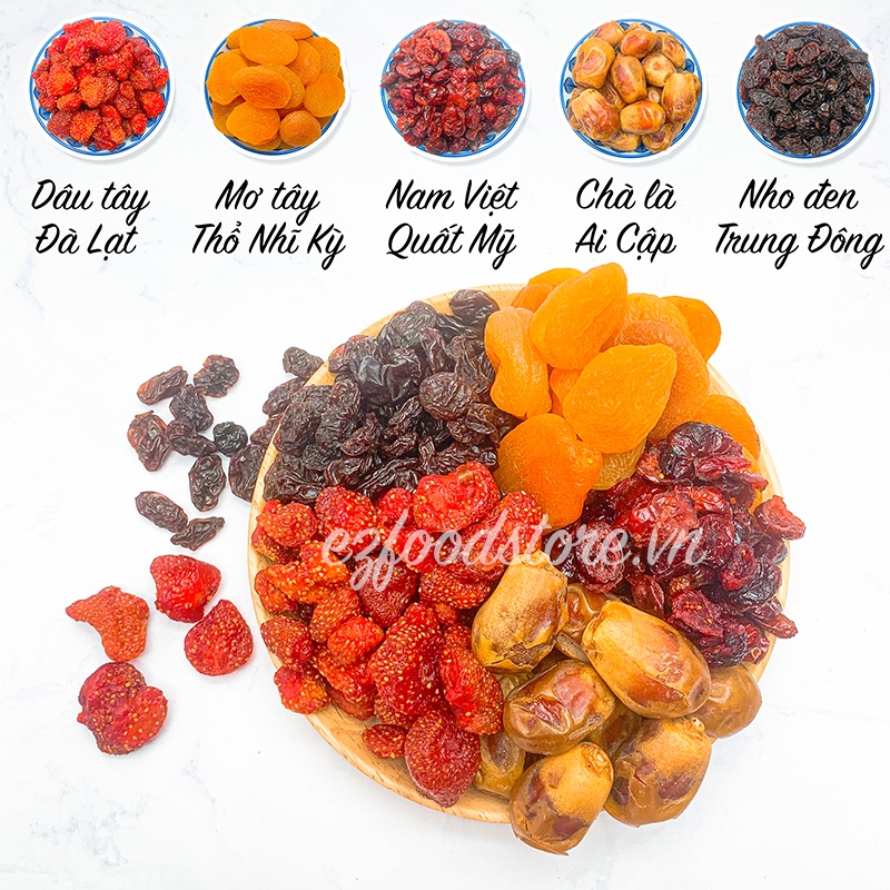 500G Mix Trái Cây Sấy Dẻo Không Đường EZFOOD - Ăn Vặt Dinh Dưỡng Bà Bầu Trái Cây Sấy Tốt Cho Sức Khỏe