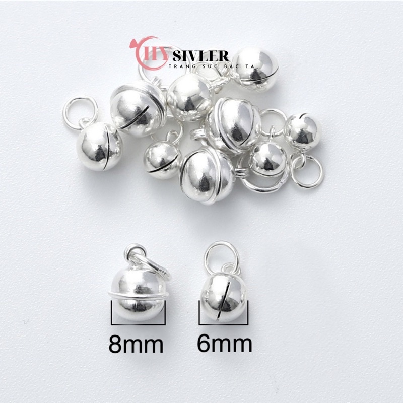 Chuông bạc ta có tiếng nhỏ 6mm 8mm chuông treo lắc tay lắc chân xỏ mặt dây chuyền bạc thật giá rẻ CHY SILVER