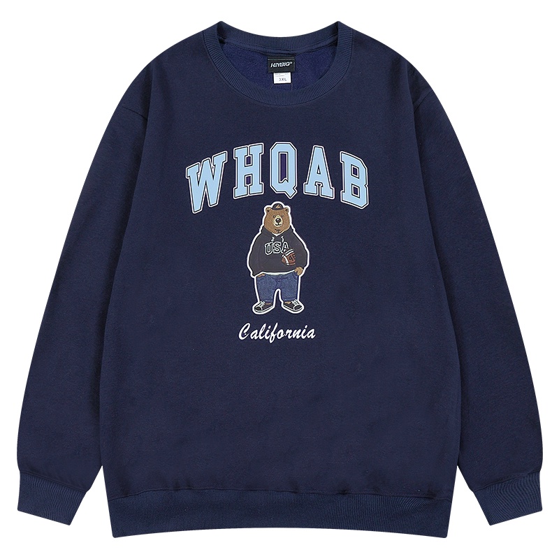 Áo sweater Nelly nỉ lót lông mềm in hình "WHQAB" áo hoodie