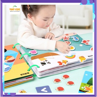 Học liệu bóc dán Montessori cho bé, học liệu busy book bóc dán thông minh 17 chủ đề, Sách bóc dán tiếng Anh