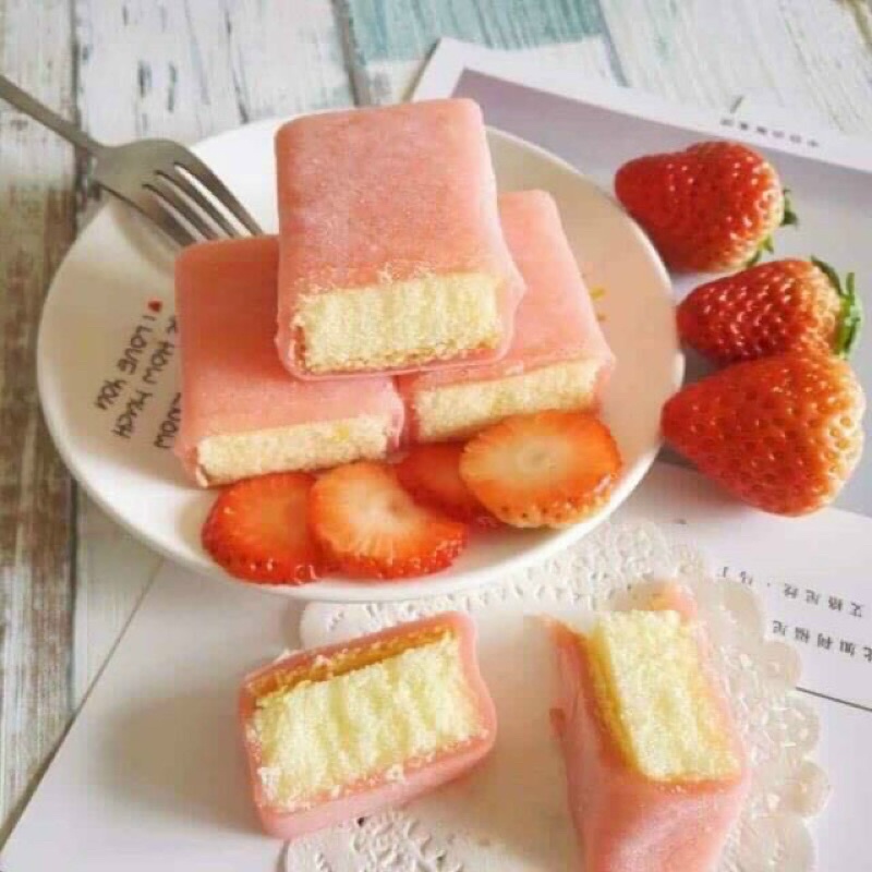 ( HOT MIX 4 VỊ _Bánh phu thê bông lan mochi phu thê - Đài Loan Mix vị Dâu -Xoài -Trà xanh 1kg _2kg)