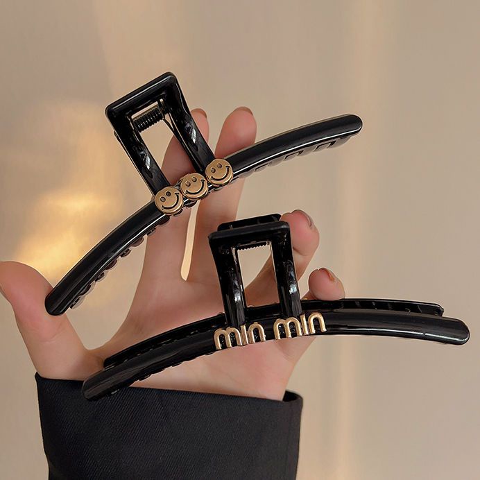 Kẹp Tóc Hình Mặt Cười Màu Đen Cỡ Lớn Thời Trang Cho Nữ