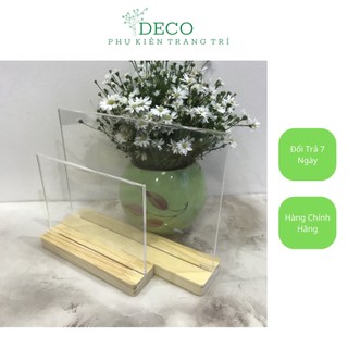 Menu mica trong đế gỗ, menu mica đủ kích thước a4,a5,a6