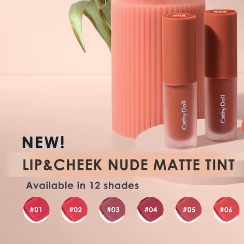 Son Kem Và Má Hồng Cathy Doll Lip & Cheek Nude Matte Tint 3.5g
