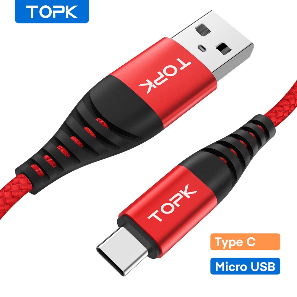TOPK Dây Cáp Sạc USB Type C Lightning Micro Cho Iphone Android hỗ trợ sạc nhanh 18W giá rẻ chính hãng TOPK