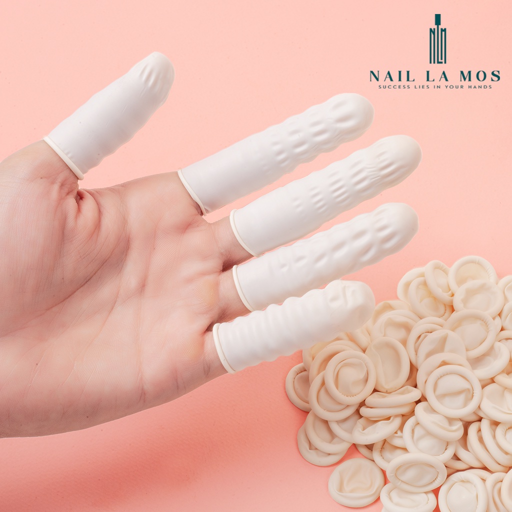 Set 200 bao ngón tay cao su làm nail và phun xăm thẩm mỹ chuyên dụng
