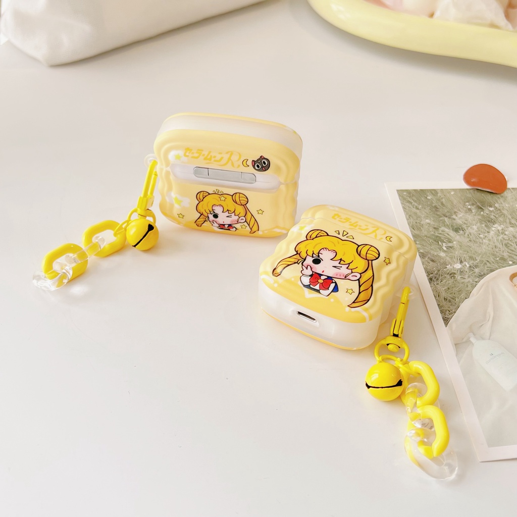 Sailor Moon Vỏ Bảo Vệ Hộp Sạc Tai Nghe Bluetooth Airpods 1 / 2 3 2021 Pro2 2022 Bằng Silicon Họa Tiết Thủy Thủ Mặt Trăng Dễ Thương Chống Sốc