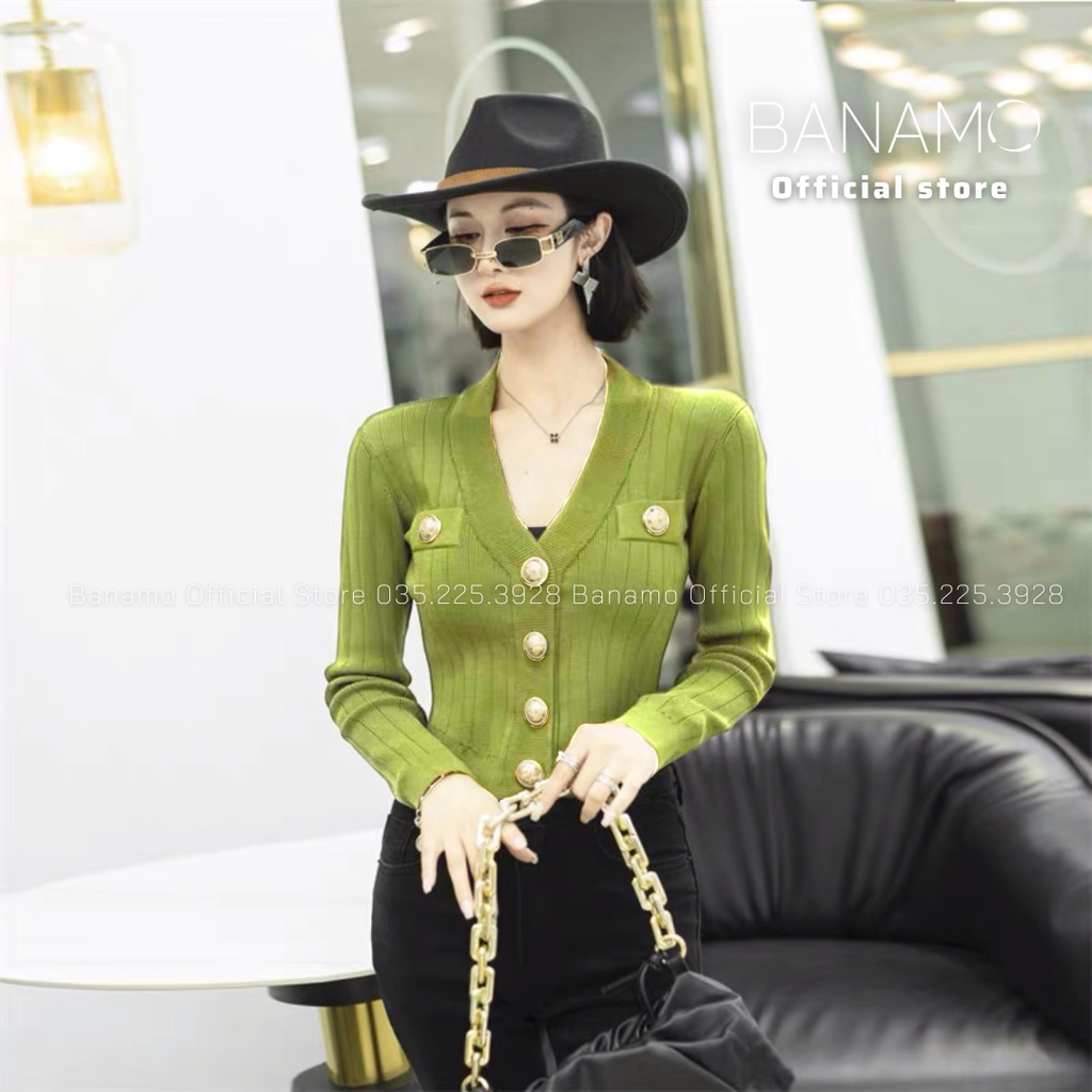 Áo cardigan thời trang Banamo Fashion áo len 2 túi ngực khuy đồng 3427