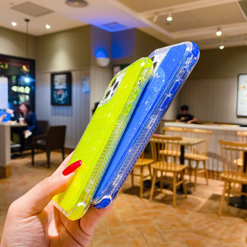 Ốp Điện Thoại Cứng Trong Suốt Chống Sốc Phối Kim Tuyến 3 Trong 1 Cho iPhone 14 13 12 11 Pro Max XS XR X 8 7 Plus SE2020