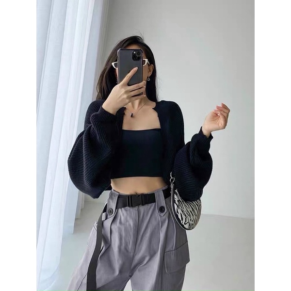 Áo khoác len BlackPink dáng Crop Siêu Hót