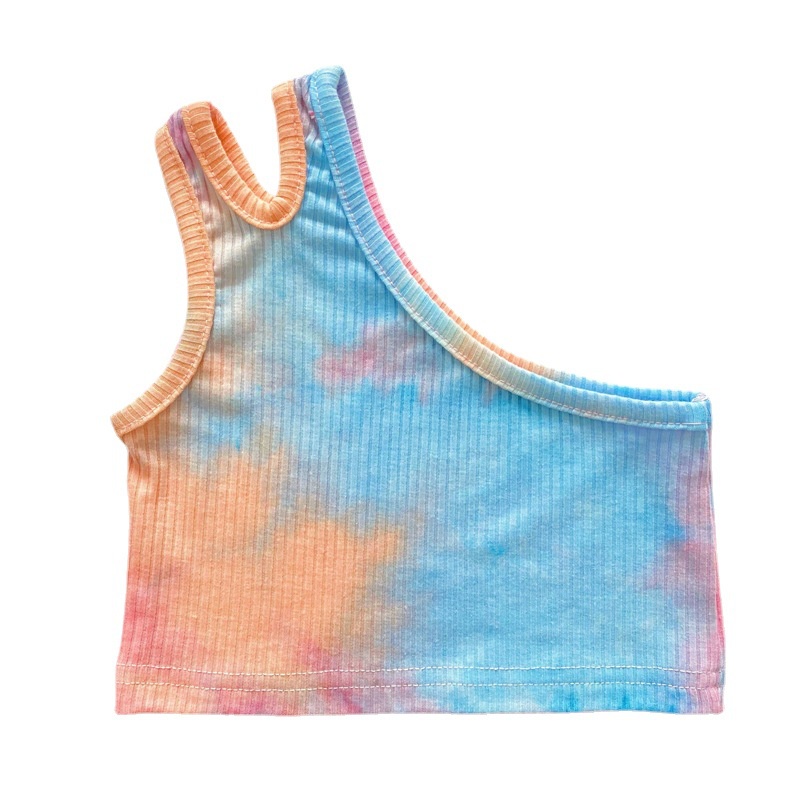 Áo Croptop Sát Nách Chất Liệu Cotton Màu Nhuộm Thời Trang Mùa Hè Cho Bé Gái 2-7 Tuổi