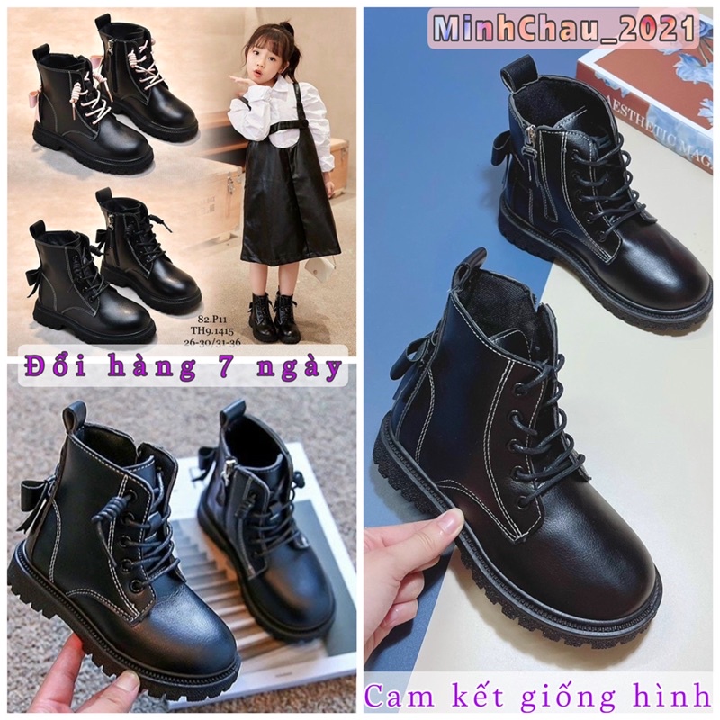 Bốt da cao cấp cho bé trai bé gái từ 5 đến 15 tuổi. Đế nhẹ da mềm đi êm chân. Màu đen dễ phối đồ đi học đi chơi…