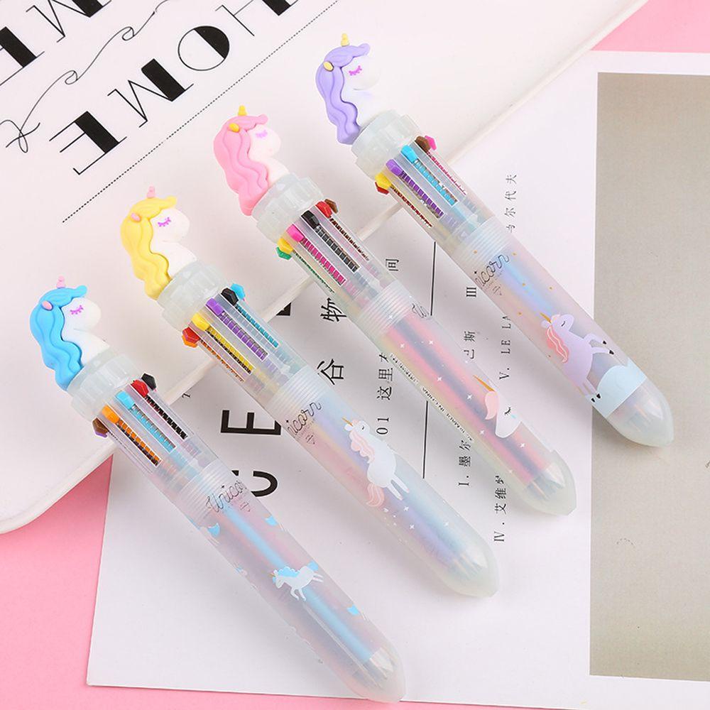 Bút Bi 10 Màu Hình Kỳ Lân Dễ Thương Cho Bé