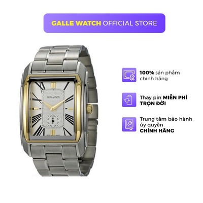 Đồng hồ Romanson Men Watch TM2629JMCWH nam mặt chữ nhật máy Thụy Sĩ kính chống nước dây thép cao cấp chính hãng