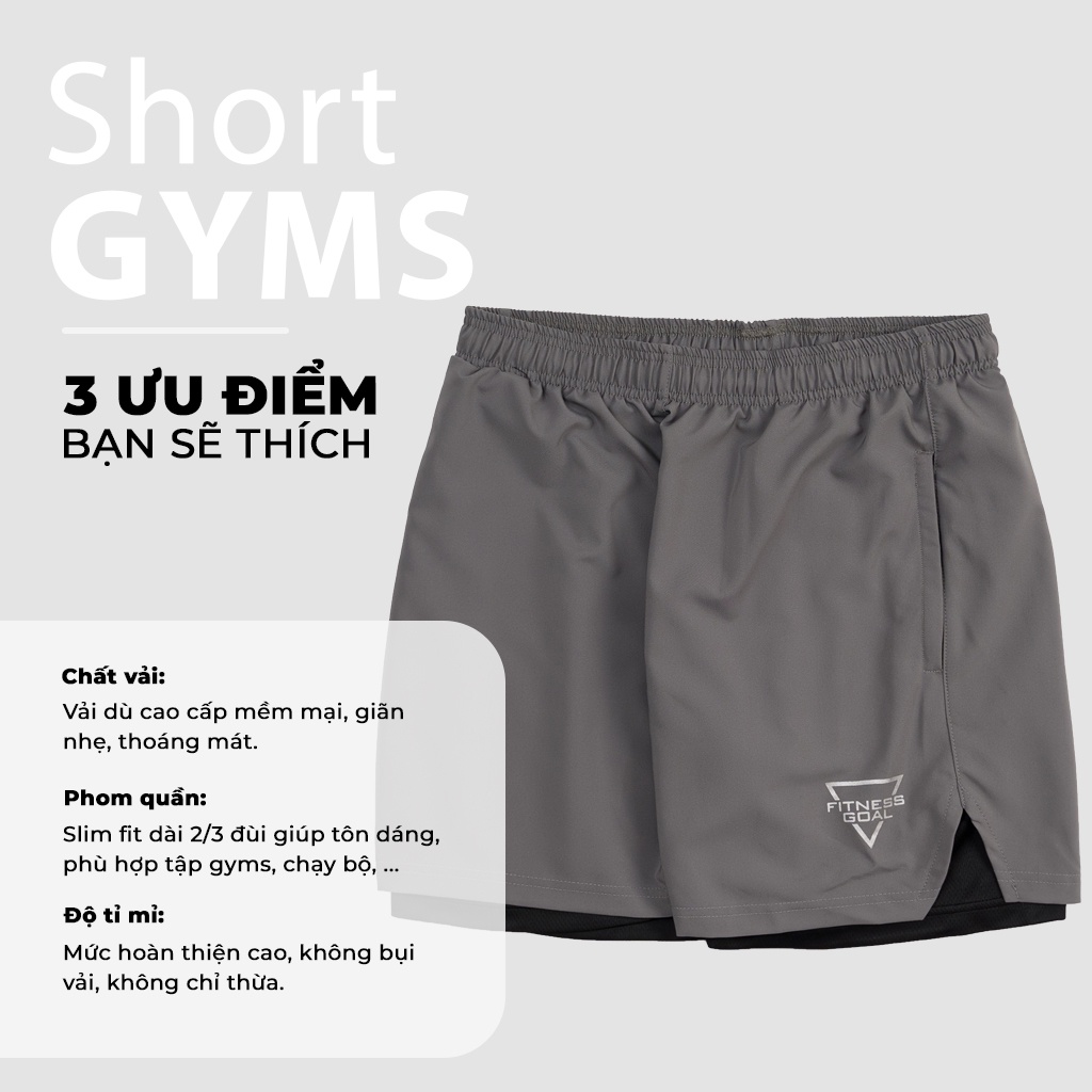 Quần Đùi Short Thể Thao Ngắn 2 Lớp Tập Gym Nam KSM Menswear Túi Zip Có Lỗ Thoát Khí Q263