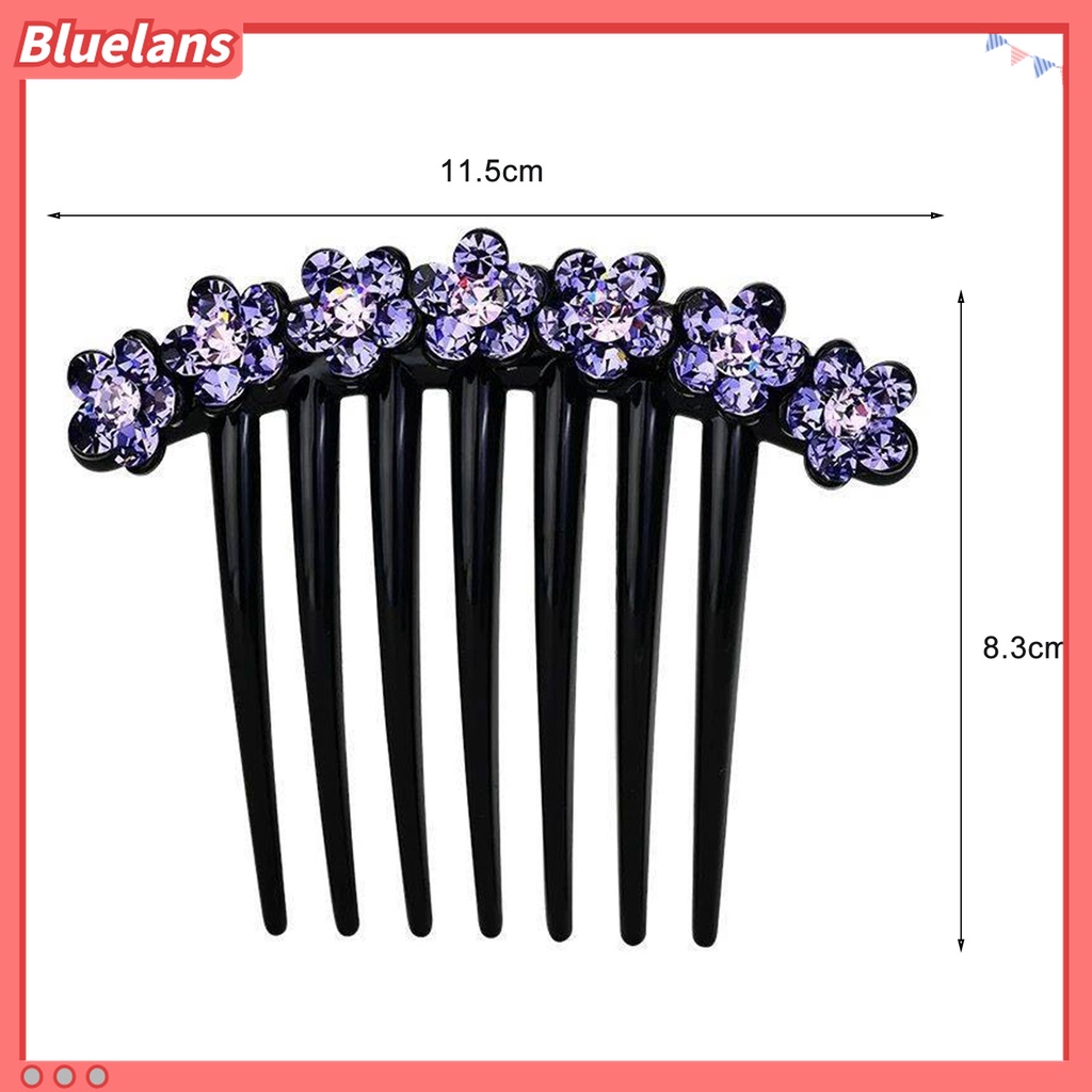 Lược Cài Tóc 7 Răng Đính Đá Trang Trí Hoa Xinh Xắn Chống Trượt 48h