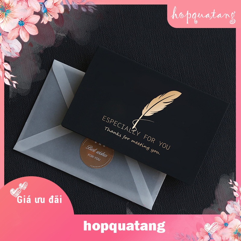 Thiệp Kèm Thư Nhãn Dán Màu Đen Sang Trọng Thiệp Để Hộp Quà Tặng