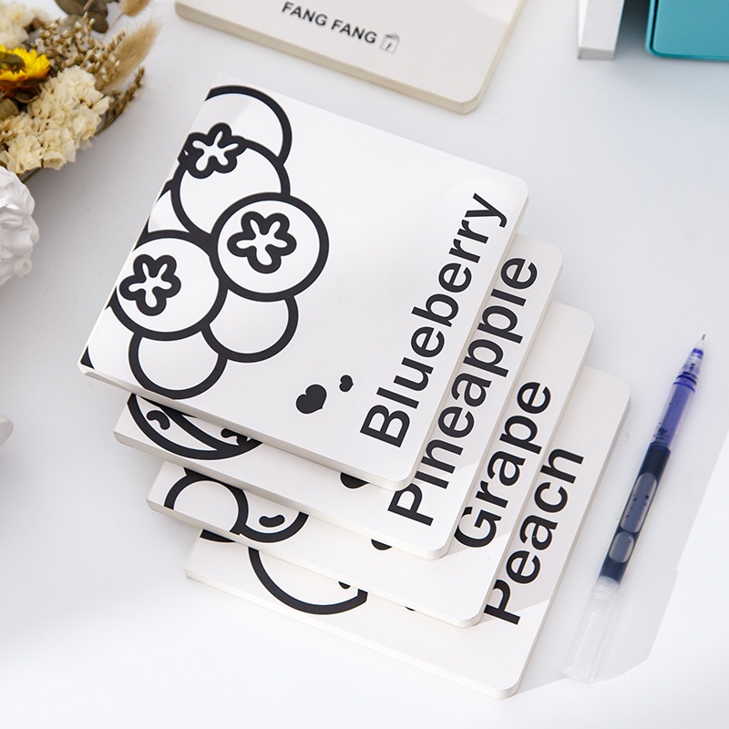 Set 100 Tấm Sổ Tay Hình Vuông Họa Tiết Trái Cây Đơn Giản Xinh Xắn