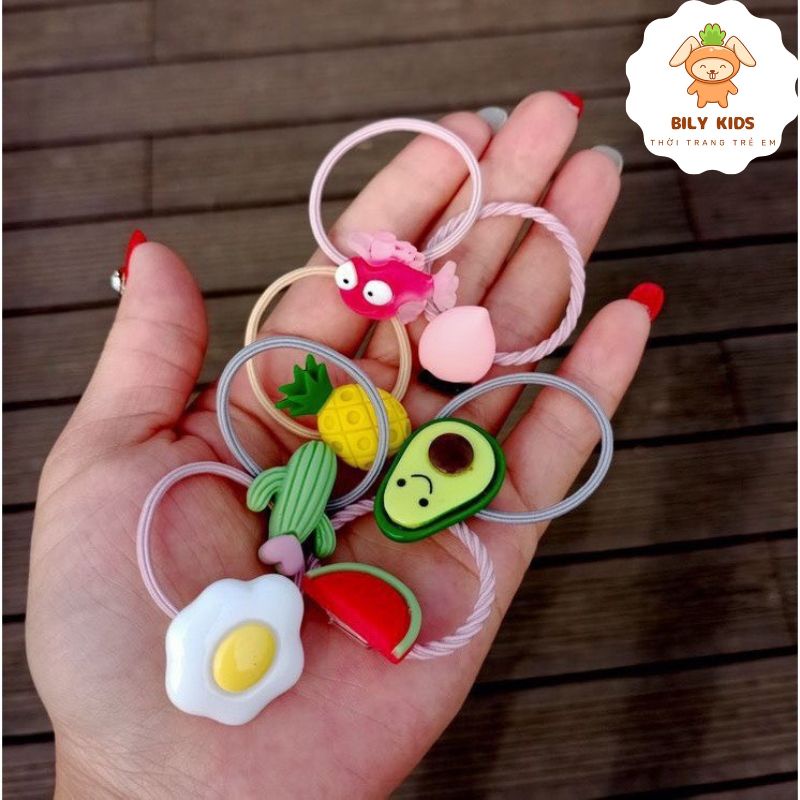 1 Chiếc dây Buộc Tóc Cao Su Họa Tiết Trái Cây / Động Vật Hoạt Hình Phong Cách Hàn Quốc Cho Bé Bily Kids