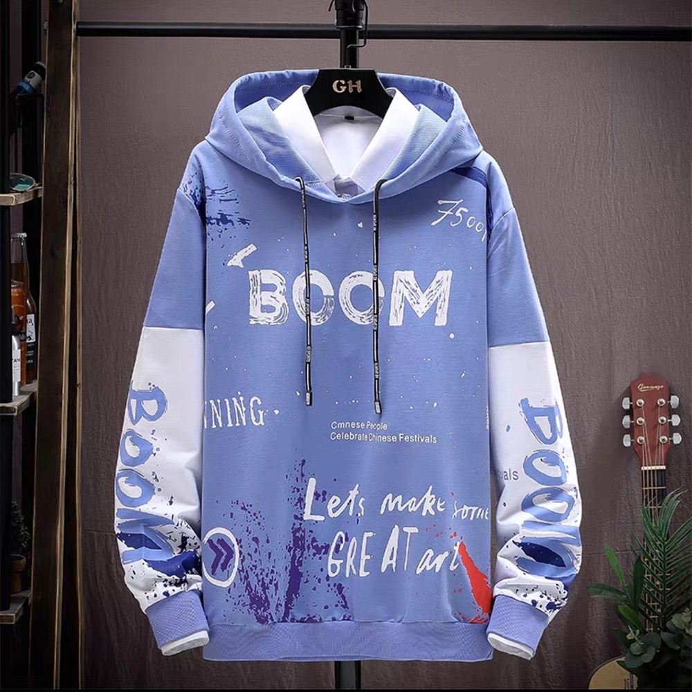 Áo hoodies dài tay unisex SOZO phối hai màu in chữ BOOM nổi bật - AO TOP NAM 90000205