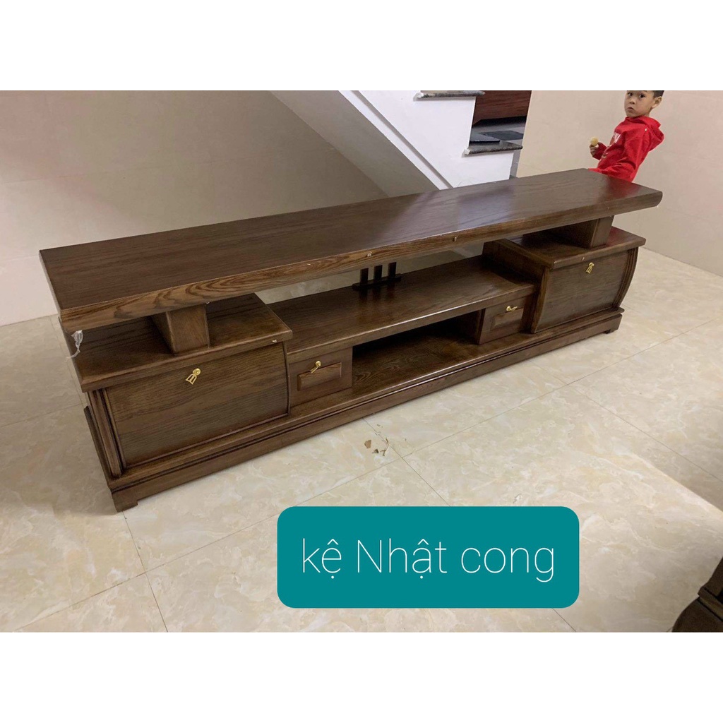 Kệ tivi nhật cong, gỗ sồi dài 2m, 2m2, 2m4, lưu ý đặt hàng qua zalo