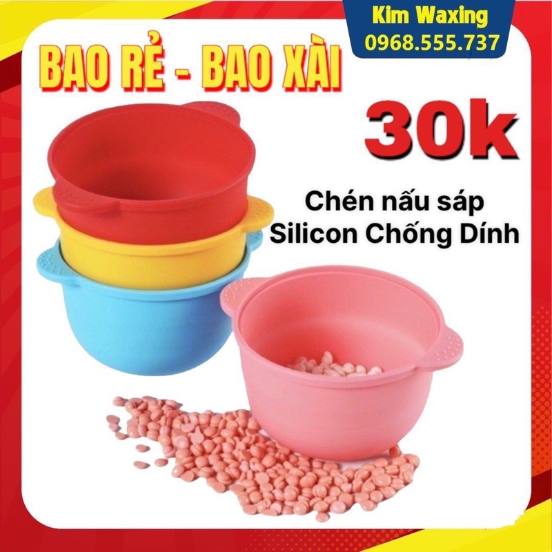 Set Dụng cụ Chén và que nấu sáp lông Silicon siêu chống dính dễ làm sạch