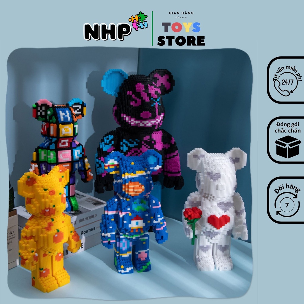 Mô hình lắp ráp động vật, mô hình lắp ghép nhân vật hoạt hình cho bé, lego xếp hình 3d có đèn phát sáng NHP