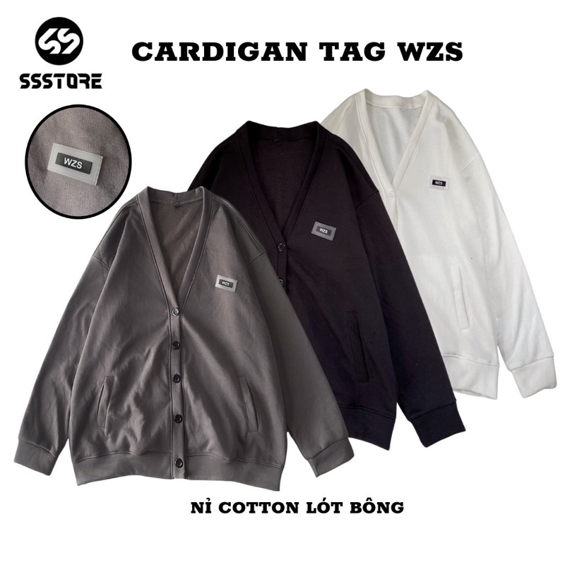 Áo khoác Cardigan nhiều màu thêu logo WZS form rộng unisex nam nữ - SSSTore