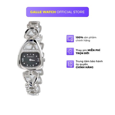 Đồng hồ Romanson Watch RM1207QLWBK nữ mặt chữ nhật nhỏ kính chống xước máy Thụy Sĩ  dây thép cao cấp chính hãng