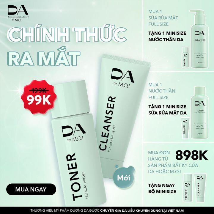 [ date 08/2025 ] Combo Mini Sữa Rửa Mặt và Toner DA by MOI