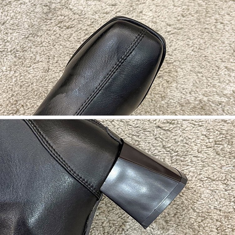 Giày Bốt Cao Gót Mũi Vuông Có Dây Kéo Sau Lưng Thời Trang Cho Nữ