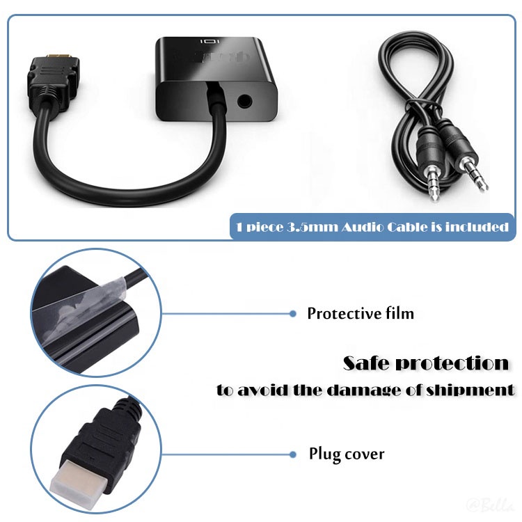 Bộ ChuyểN ĐổI HDMI Sang VGA 1080P Mạ VàNg Cho Laptop / PC / MáY TíNh BảNg / HDTV