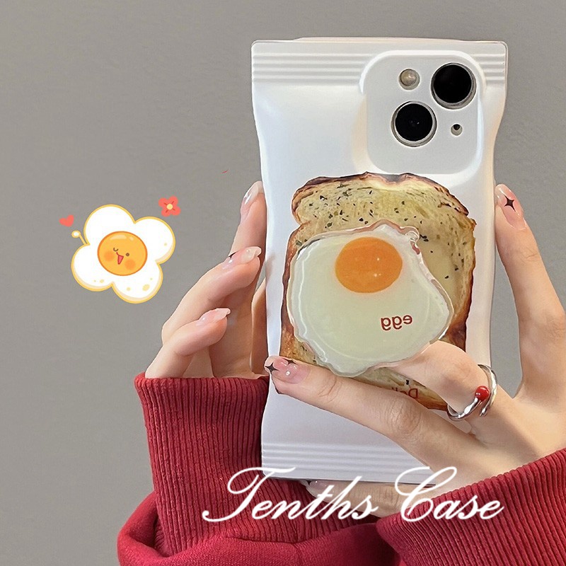 Ốp Điện Thoại Mềm Hình Bánh Mì Trứng Chiên Không Giá Đỡ Cho IPhone 14 13 12 11 Pro Max SE2020 X XR Xs Max 7 8 6 6s Plus