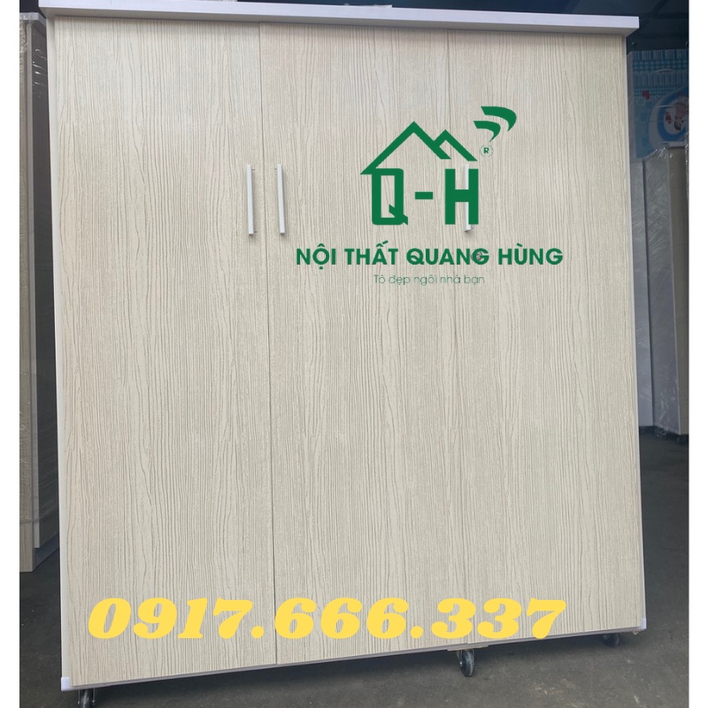 TỦ NHỰA ĐÀI LOAN 3 CÁNH TREO QUẦN ÁO 1M4X1M2X45CM MÀU KEM