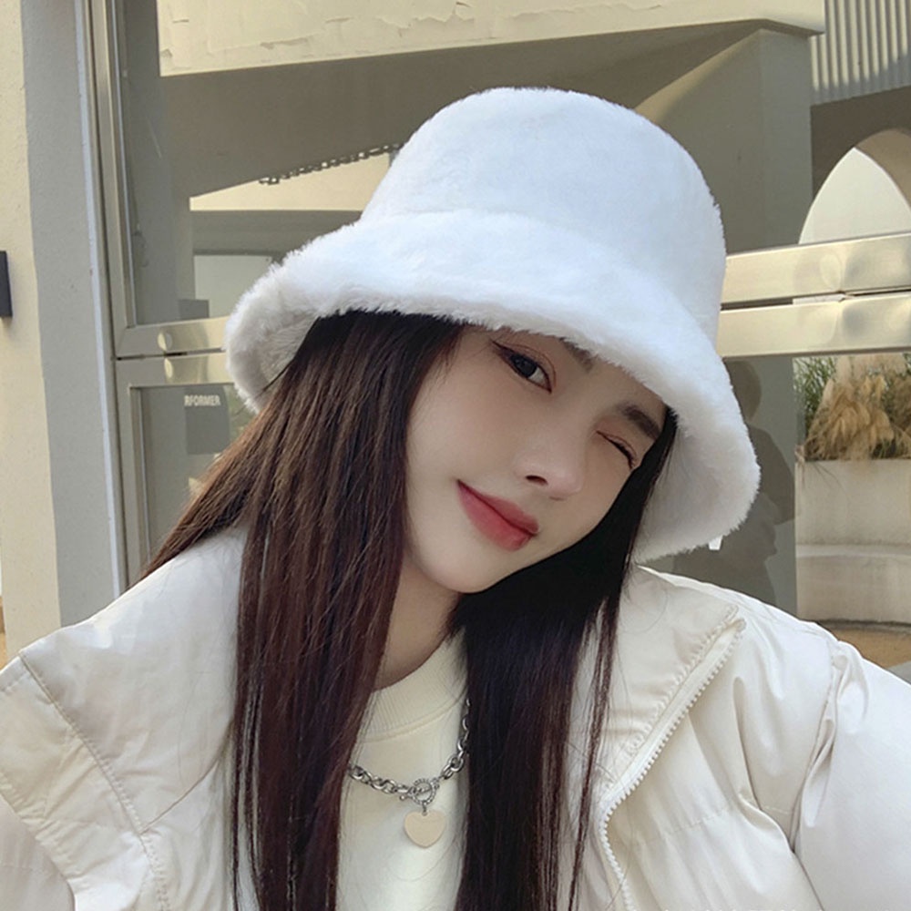 Nón Tai Bèo Vành Tròn 56-58cm Bằng Lông Thỏ Giữ Ấm Mùa Đông Màu Sắc Đơn Giản