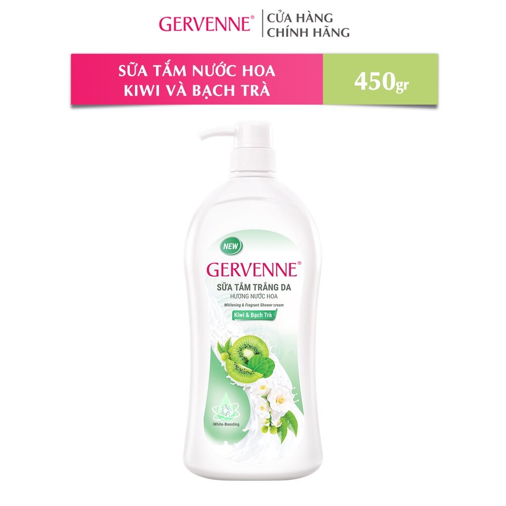 [Quà tặng không bán] Sữa tắm trắng da Gervenne Kiwi và Bạch Trà 450gr