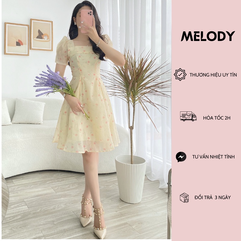 Đầm Váy Hoa Nhí Dáng Xòe Chất Liệu Tơ Ánh Đi Chơi, Đi Biển, Dự Tiệc