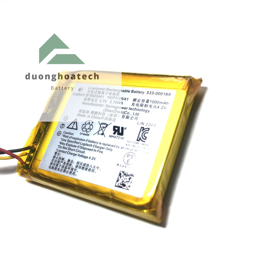 Pin Lipo Logitech 3.7V 6.2x34x41mm 1000mAh Có mạch bảo vệ