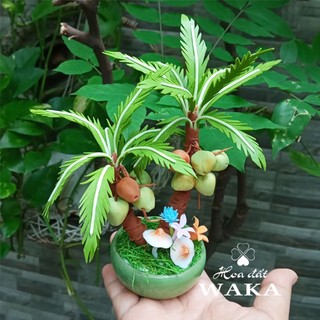 Hoa Đất Sét Mini - Cây Dừa Mini 15cm