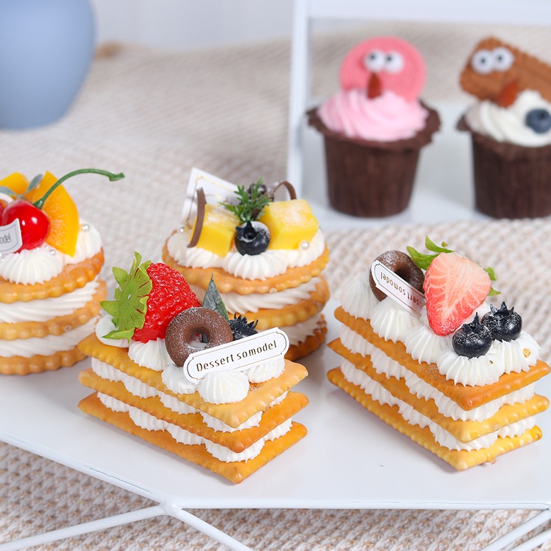 Bánh Sandwich Chữ Nhật Cookies Xinh Xắn, Bánh Mô Hình Giả Phụ Kiện Picnic Chụp Ảnh Trang Trí Cửa Hàng KT 4.5*8.5*7cm